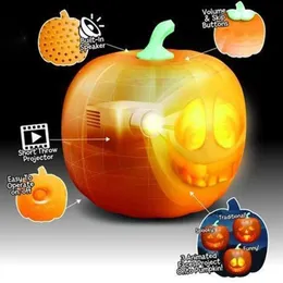 Halloween Flash Talking Animated LED Pumpkin Toy Projection Lamp för Home Party Lantern Decor Props Drop Y201006282G