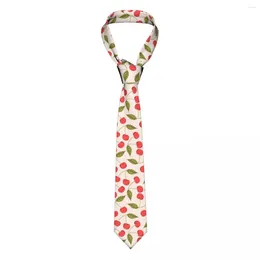 Gravatas borboletas frutas cereja com folhas gravata unissex moda poliéster 8 cm gravata estreita para acessórios masculinos cravat escritório