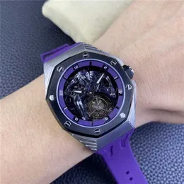 Luxury Watch Man Purple Limited Sale Rubber Real Tourbillon Cool Sports Strap Sapphire