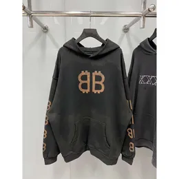 Autumn Balenciiaga Hoodie Mens Fashion Designer Hoodies Family's Winter New Paris Brand Family Mud Dyed Handmade Worn Same Batch