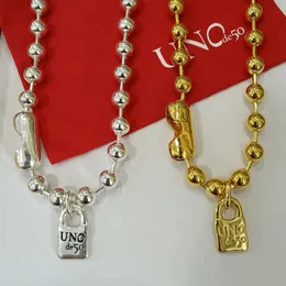 Naszyjniki wisiorek Wysokiej jakości europejski i amerykański oryginalny moda galwaniczne 925 srebrne koraliki łańcuch zamek naszyjnik 14 K Gold Jewelry Prezent 231011