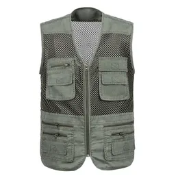 Men's Vests Large Size Mesh Quick-Drying Vests Male with Many Pockets Mens Breathable Multi-pocket Fishing Vest Work Sleeveless Jacket 231011