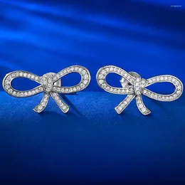 Kolczyki stadnonowe sklep 925 Sterling Silver Lab Sapphire Store Fine Bowknot Ear Studs for Women Wedding Jewelry