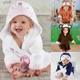 Towels Robes Toddler Baby Boy Girl Cute Cartoon Animal Bathrobe Pajamas Sleepwear Penguin Monkey Fox Shape Hooded Bath TowelL231012