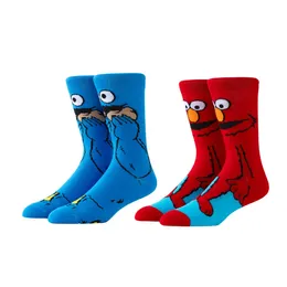 Men's Casual Socks Cartoon Anime Animals Theme Socks Cotton Casual Sesame Street Elmo Dane Dog Grey Rabbit Funny Socks Men Women 12 Styles