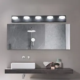 LED Modern Black 5-Light Vanity Lights Offtions nad lustrzanym oświetleniem ściany w kąpieli