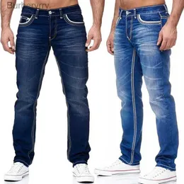 Herr jeans män jeans svarta raka byxor spring autn fickor denim casual tousers ljus blå hög kvalitet streetwear jeans menl231011