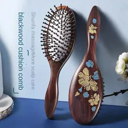 Hair Brushes Natural Sandalwood Comb Scalp Massage Relax Airbag Brush Head Blood Circulation Smooth Hair Anti Static Wooden Massager 231012