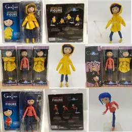 Mascot kostymer neca figur coraline docka den hemliga dörren koralin y la puerta Secreta Raincoat randig skjorta leksak action figurmodell leksaker dekor