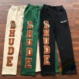 Men's Pants Rhude Overalls Men Women Towel Embroidered Sweatpants Drawstring Casual 231012