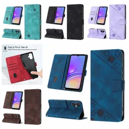 Capa carteira de couro com sensação de pele para Samsung S24 Ultra Plus A15 A05S A05 Moto G Power 2023 G84 G54 Impressão quadrada Sentimento de mão ID Cartão de crédito Slot Holder Flip Book Bolsa