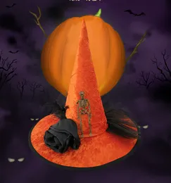 2023 Fashion Hot unisex szerokie czapki Wysokiej jakości Campaniform Black Rose Halloween Witch Hat 2pcs Mix Order