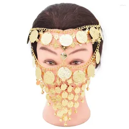 Klipy do włosów monety kobiety opaski na głowę złote arabskie uroki Tassel punkowy etniczne łańcuchy twarzy oświadczenie impreza taniec biżuteria kobieta