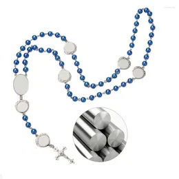 Chains Sublimation Blank Rosary Beads Necklace Ornament Pendants Alloy T8DE261h