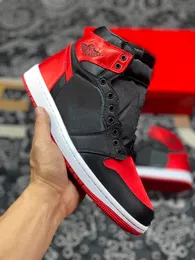 Дизайнерские ботинки 1 High OG WMNS Satin Bred Shoes Аутентичная повседневная обувь Черные кроссовки Университет Красно-белые Мужчины Женщины Спортивная обувь