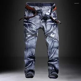 Mäns jeans plus storlek 28-42 män cyklist casual mode bomull stretch långa denim byxor raka byxor gata hiphop inget bälte