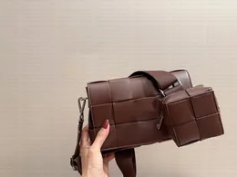 Borsa a tracolla 2in1 intrecciata in vera pelle con motivo scozzese di grande capacità per borsa da pendolarismo temperamento da donna, patta con fibbia in metallo di qualità specchio di lusso