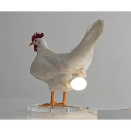 Dekorativa föremål Figurer Taxidermy Chicken Lamp Decoration Room Night Lights Simation Laying Hens Light Animal Eggs Party Home D Dhtir