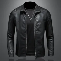 Men's Leather Faux Men standing collar Jacke leather motorcycle jacket men bomber coatfashion trend personalized winter clothing 231012