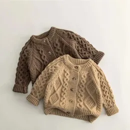 Strickjacke Kinder Pullover Frühling Herbst In Kleine Kinder Stricken Jungen Mädchen Verdickte Feste Farbe Baby Mantel Winter 231012