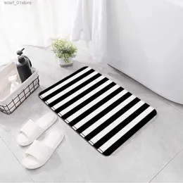 Non-Slip Bath Mats Black and white striped Bath Mat geometric Print Anti Slip Bathroom Rug Flannel Foot Mat Toilet Carpet Bathroom Accessories SetL231012