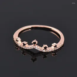 Cluster-Ringe Leeker koreanischer Stil schwarze Kristallkrone für Frauen Rose Gold Silber Farbe Accessoires Modeschmuck 051 LK6