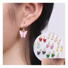 Charm New Colorf Acrylic Butterfly Dangle Earrings For Women Acetic Acid Plated Statement Hoop Ear Clip Fashion Jewelry Gift Jewelry E Dh5In