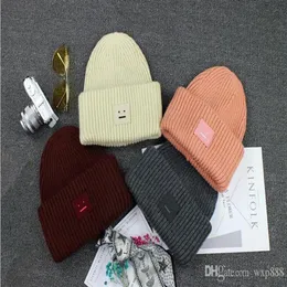 Smiling face Beanie Skull Caps knitted cashmere thickening warm lovers parent child hats tide street hip hop wool cap Adult Childr236L