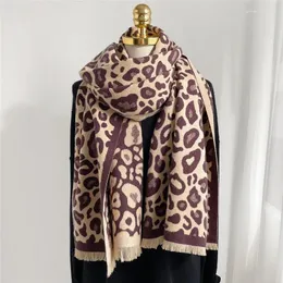 Scarves Classical Leopard Scarf Women Elegant Bufanda Mujer Warm Cashmere Blend Wint Neckchief Blanket Plus Size Echarpes