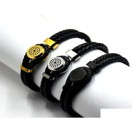 Charm Bracelets Promotion Classical Black Woven Leather Bracelets Luxury Mtb Branding French Mens Man Jewelry Charm Pseira As Jewelry Dh18O