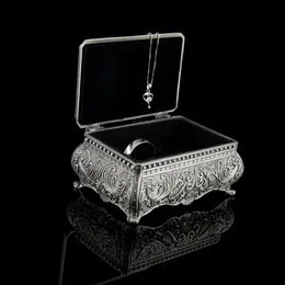 Jewelry Boxes Vintage Jewelry Trinket Box Rectangle Box Metallic Floral Box Small Gift Storage 231011