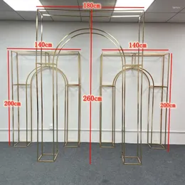 Dekorative Platten, glänzendes Gold, Hochzeitsbogen, Rahmen, Hintergrund, Ständer, Blumendekoration, vergoldet, quaderförmig, Party-Hintergrund-Requisiten