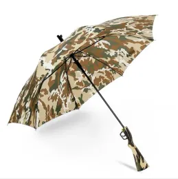 Camouflage Umbrella Survival 98k Long Handle Umbrellas Semiautomatic Folding Sunscreen Fishing Hiking Umbrella Gun Handle Umbrellas