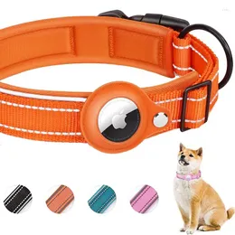 Dog Collars Reflective AirTag Collar Adjustable Apple Air Tag Heavy Duty With Holder Case Pet Accessories