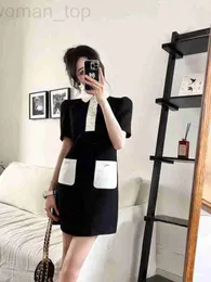 Basic & Casual Dresses Designer European Goods 2023 Summer New Style Slim and Contrast Color Polo Short Sleeve Dress VNCC