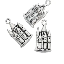 200pcs lot Antique Silver Plated Castle House Charms Pendant for Jewelry Making Bracelet Accessories DIY 22x12mm2544