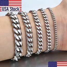 3-11Mm Mens Bracelets Stainless Steel Curb Cuban Link Chain Sier Color Black Gold Bracelet Men Women Jewelry Gift 7-10 Dhgarden Ots3X