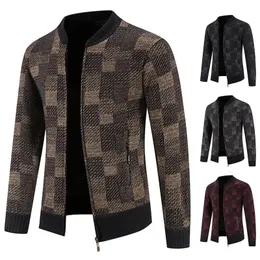 Herrenpullover Herren Herbst und Winter Solid Hatless Zipper Warm Cardigan Strickmantel Wolljacke für Herren 231011