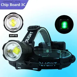 Head lamps Aluminium Powerful Xhp70 Headlamp Super Bright Led Bulb Motorcycle Bicycle Head Light Usb Rechargeable Flashlight headlight Q231013