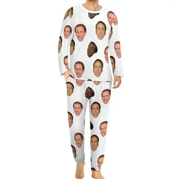 Mäns sömnkläder Nicholas Cage Pyjamas Winter Celebrity Actor Home Suit Man Two Piece Design Långärm Retro Överdimensionerade pyjamasuppsättningar