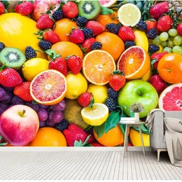 Bakgrunder Anpassade 3D -tapeter för kökrum Strawberry Orange Frukter Po Wall Mural Home Improvement Papers House and Decoration