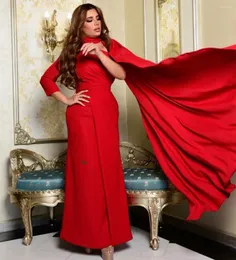 Party Dresses Elegant Long High Neck Muslim Evening With Side Cape Chiffon Floor Length Abendkleid Formal Gown For Women