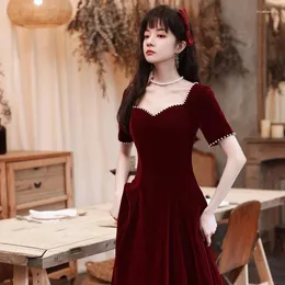 Party Dresses Beauty-Emily 2023 Autumn Burgundy Wedding Dress Engagement