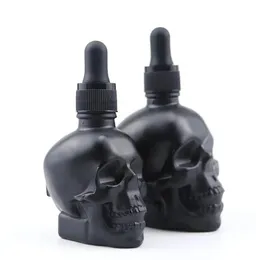 60ml glass bottle dropper 2oz black clear skull head shape liquid perfume Essential Basic Massage Oil Pipette Refillable Bottles