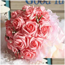 Dekorativa blommor 10/20/30 st 8cm Big Pe Foam Rose Artificial Flower Bridal Bouquet för bröllopshemdekoration Diy Scrapbookin Dhngo