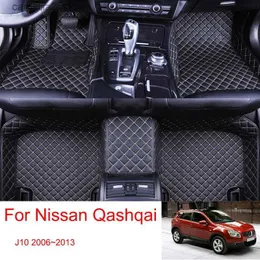 Floor Mats Carpets Custom Car Floor Mats For Nissan Qashqai J10 2006~2013 Leather Auto Carpets Protective Pad Rugs Waterproof Interior Parts Q231012