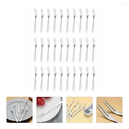 Servis uppsättningar 30 st gaffel Fruit Child Kids Cutrowy Mini Dessert Forks Rostfritt stål Party Supplies