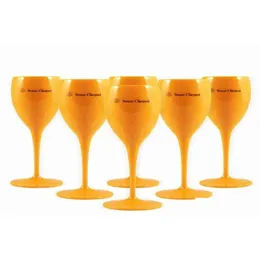 Narzędzia do lodów 6PCS pomarańczowe plastikowe szampan flety akrylowe wina coupes szklany kubki kubek vcp Veuve L2206243737533 Home Garden Dhhdw