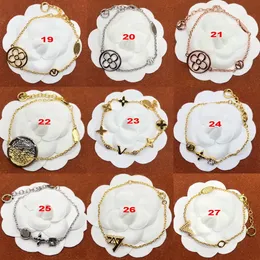 Moda clássica charme pulseiras flores carta pingente decoração designer 18k pulseira de ouro mulheres pulseira corrente elegante casamento noivado jóias presente