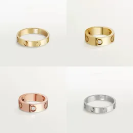 Позолоченное кольцо Love, обручальные кольца для женщин, мужские классические роскошные дизайнерские украшения для женщин, дизайнерское кольцо из титановой стали с бриллиантами 4 мм, 5 мм, 6 мм zb010